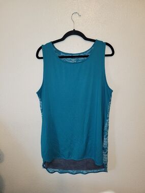 Tangerine Womens Athleisure Teal Burnout Layered Tank Top XL